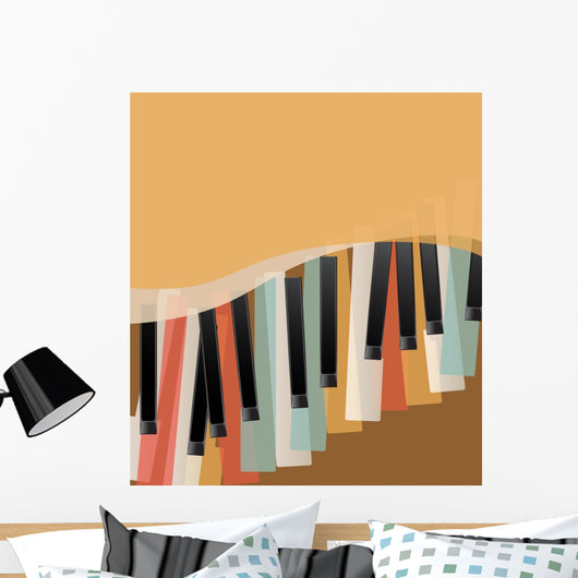 Piano Keys Retro Orange Wall Decal