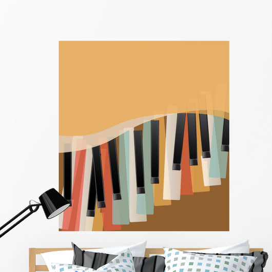 Piano Keys Retro Orange Wall Decal