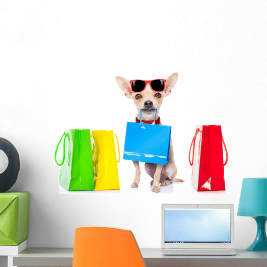 Shopping Dog Wall Decal Design 1
