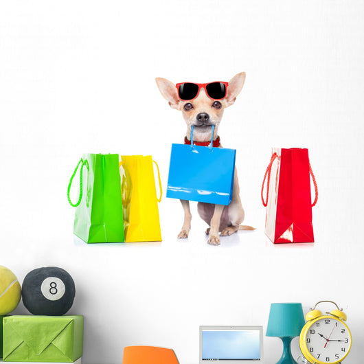 Shopping Dog Wall Decal Design 1