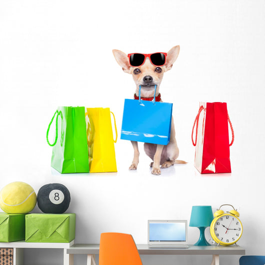 Shopping Dog Wall Decal Design 1