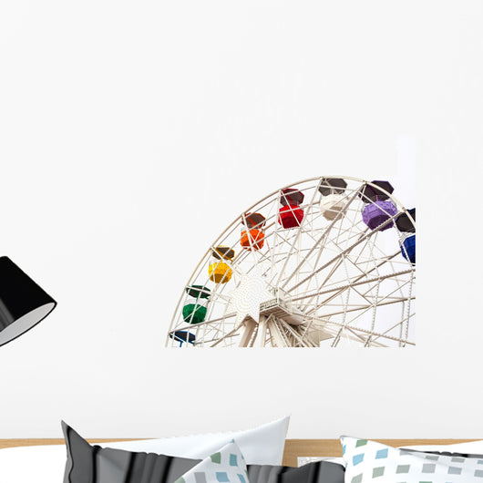 White Ferris Wheel with Colorful Cars Wall Decal