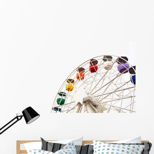 White Ferris Wheel with Colorful Cars Wall Decal