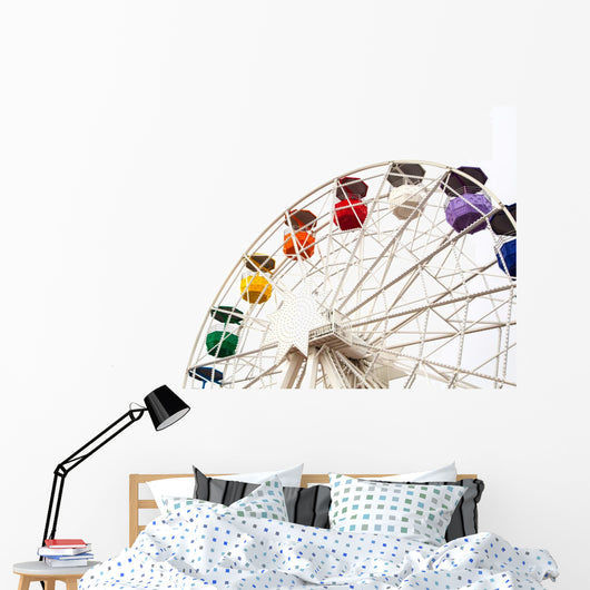 White Ferris Wheel with Colorful Cars Wall Decal