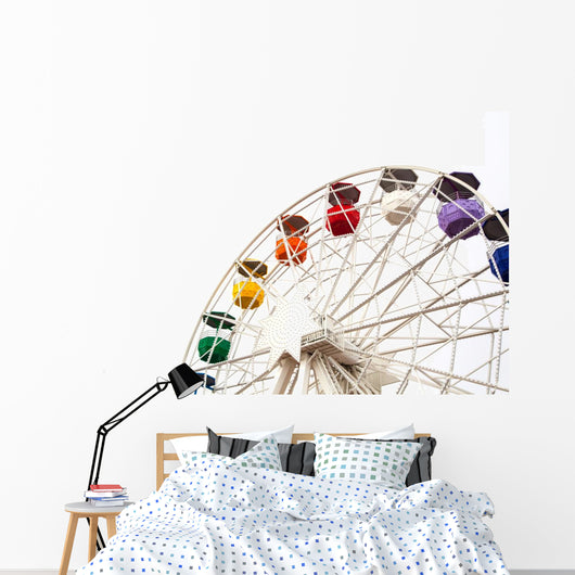 White Ferris Wheel with Colorful Cars Wall Decal