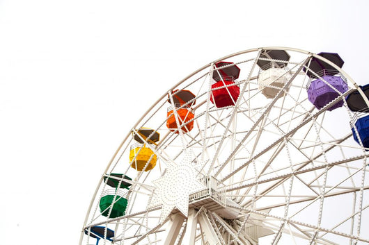 White Ferris Wheel with Colorful Cars Wall Decal
