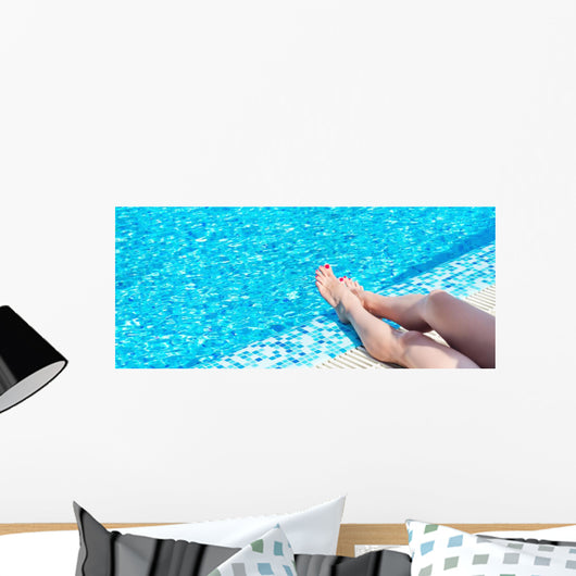 Female Legs Blue Water Wall Decal Panoramic Wall Decal
