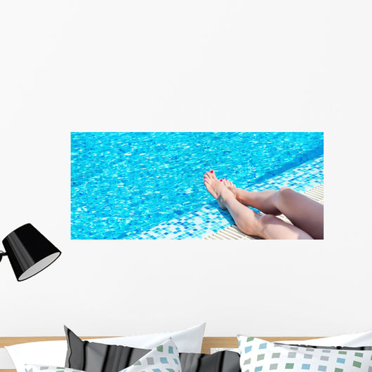 Female Legs Blue Water Wall Decal Panoramic Wall Decal
