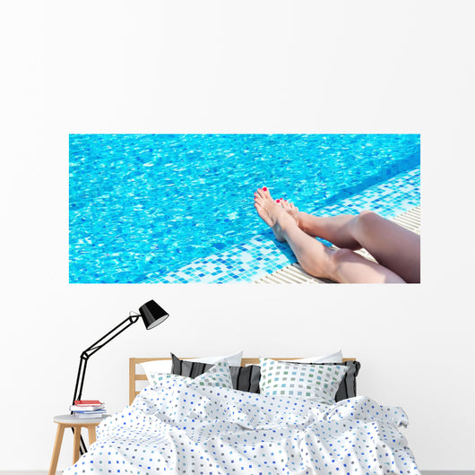 Female Legs Blue Water Wall Decal Panoramic Wall Decal