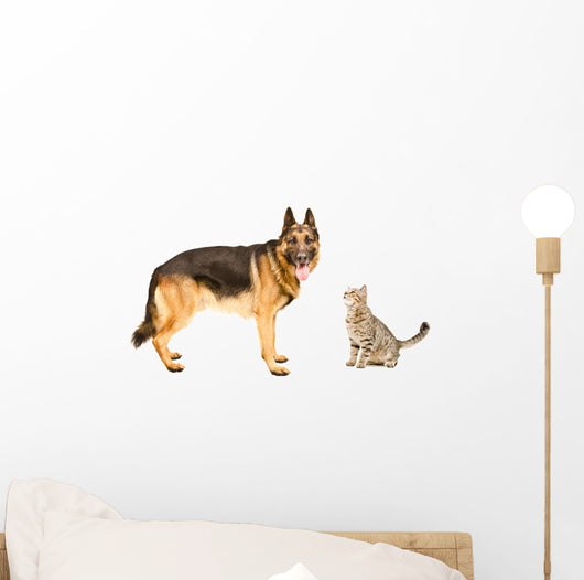 German Shepherd and Cat Wall Decal
