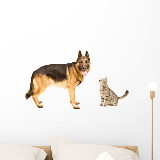 German Shepherd and Cat Wall Decal