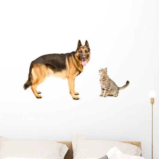German Shepherd and Cat Wall Decal
