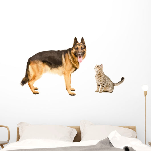 German Shepherd and Cat Wall Decal