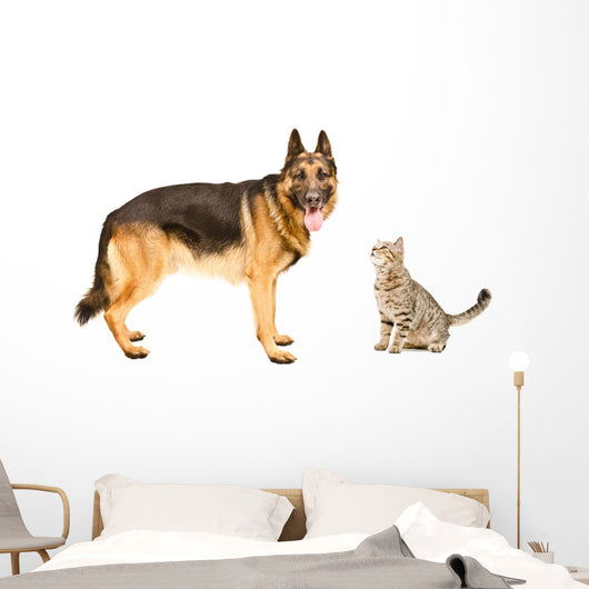 German Shepherd and Cat Wall Decal