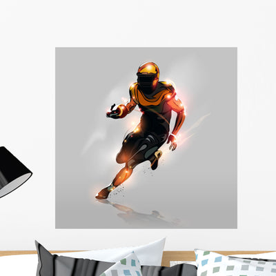 Abstract American Football Wall Decal shown on a wall