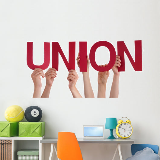Many People Hands Holding Wall Decal Panoramic Wall Decal Design 1