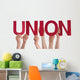 Many People Hands Holding Wall Decal Panoramic Wall Decal Design 1