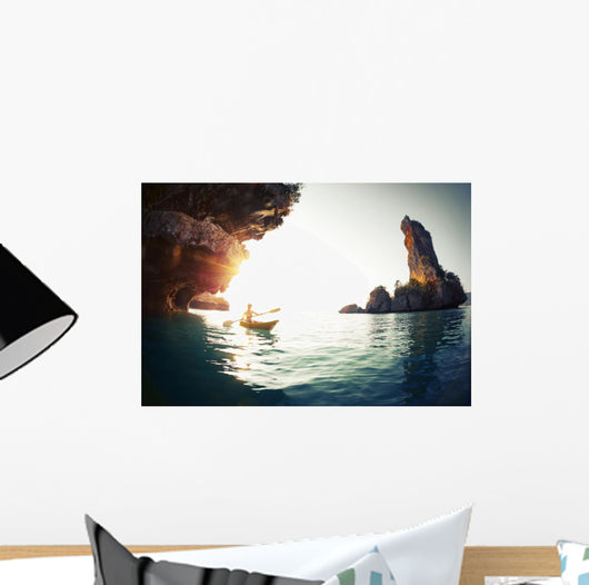 Young Lady Paddling Kayak Wall Decal