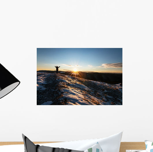 Human Silhouette Greeting Sunrise Wall Decal