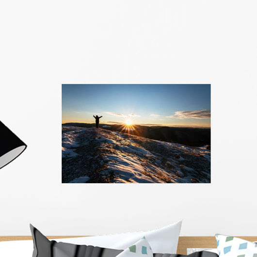 Human Silhouette Greeting Sunrise Wall Decal