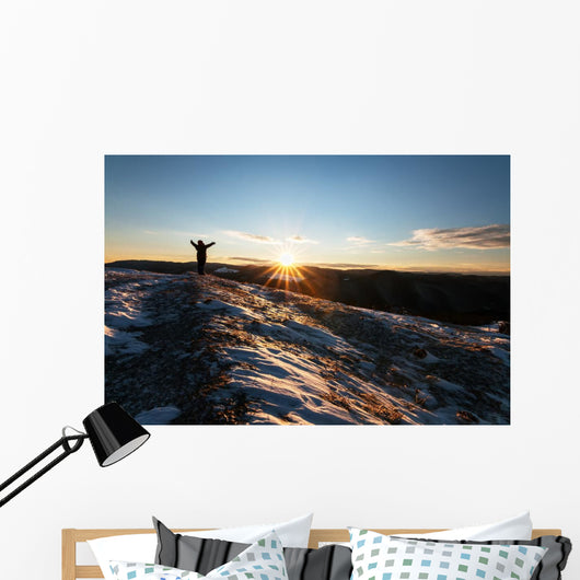 Human Silhouette Greeting Sunrise Wall Decal