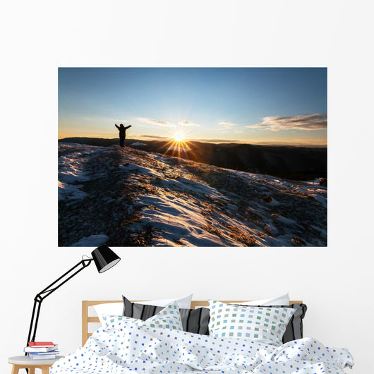 Human Silhouette Greeting Sunrise Wall Decal