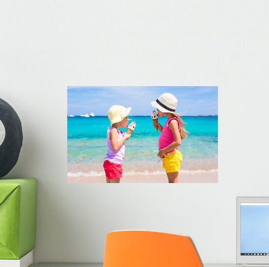 Little Adorable Girls Eating Wall Decal