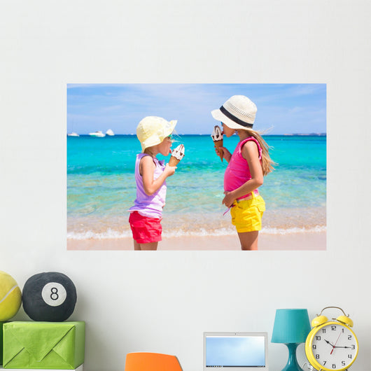 Little Adorable Girls Eating Wall Decal