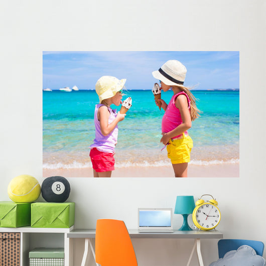 Little Adorable Girls Eating Wall Decal