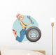 Beautiful Girl Mechanic with Wall Decal