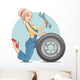 Beautiful Girl Mechanic with Wall Decal