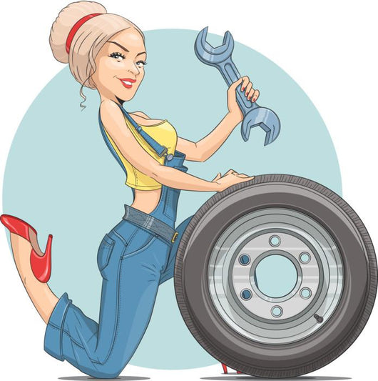 Beautiful Girl Mechanic with Wall Decal