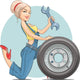 Beautiful Girl Mechanic with Wall Decal