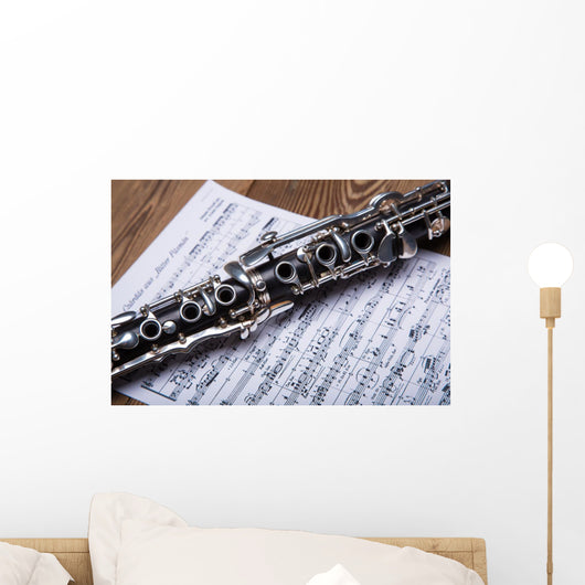 Klarinette Platziert Am Notenblatt Wall Decal