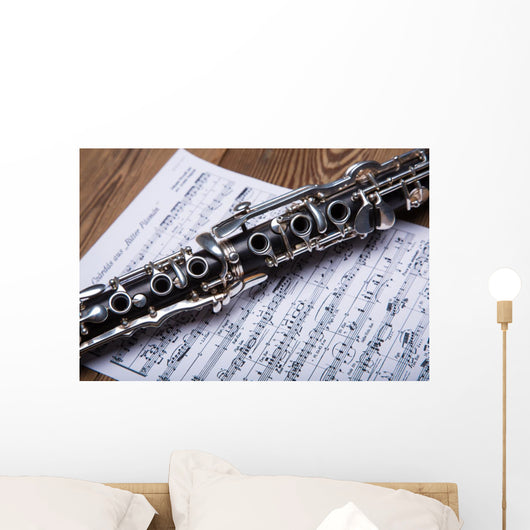 Klarinette Platziert Am Notenblatt Wall Decal