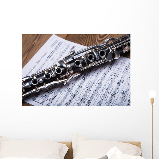 Klarinette Platziert Am Notenblatt Wall Decal
