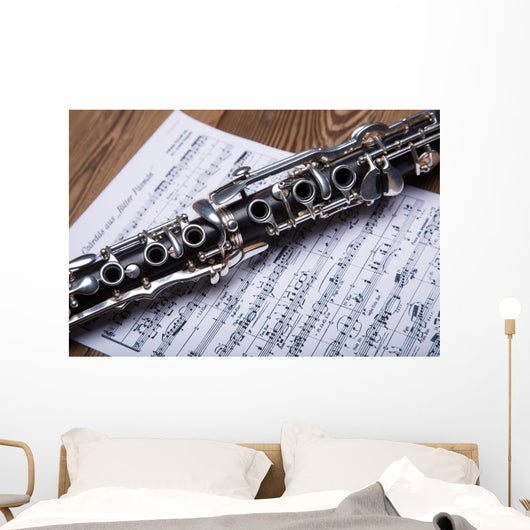 Klarinette Platziert Am Notenblatt Wall Decal