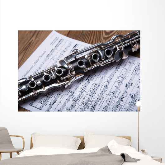 Klarinette Platziert Am Notenblatt Wall Decal