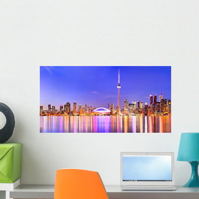 Panorama Toronto Skyline Ontario Wall Decal shown on a wall