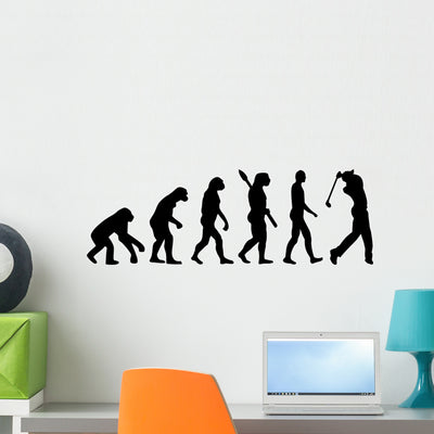 Golfing Evolution Golf Wall Decal Sticker Set Panoramic Wall Decal shown on a wall