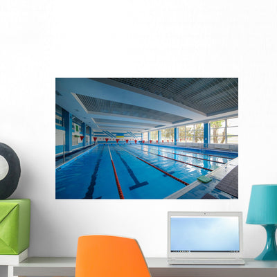Swimming Pool Wall Decal shown on a wall