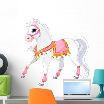 Beautiful White Royal Horse Wall Decal shown on a wall