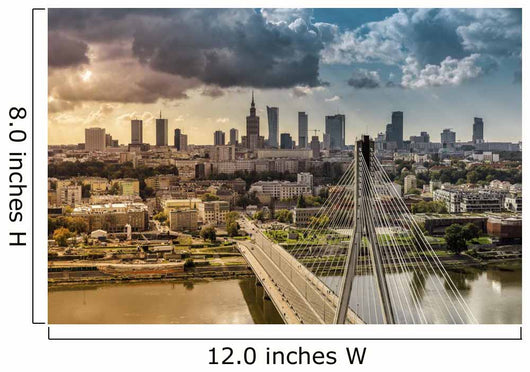 City Warsaw Skyline behind Wall Decal