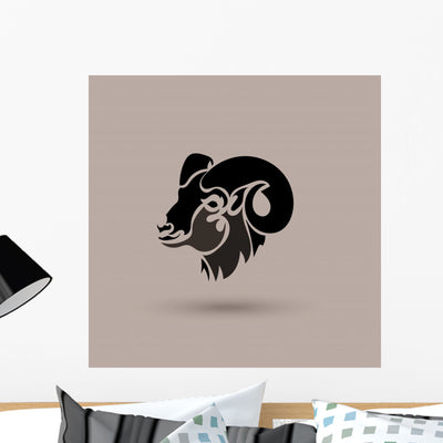 Vector Silhouette Head Wild Wall Decal shown on a wall