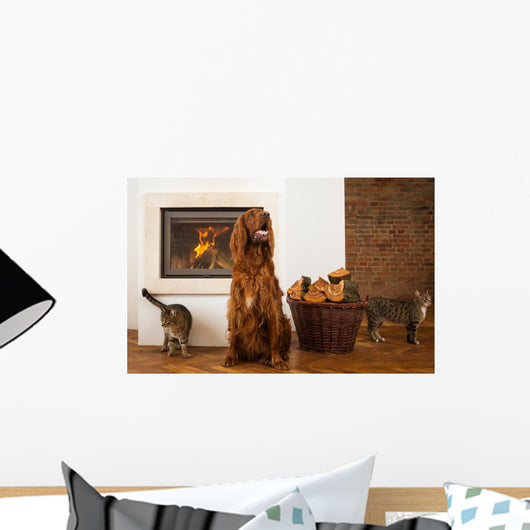 Pets Front Fireplace Wall Decal