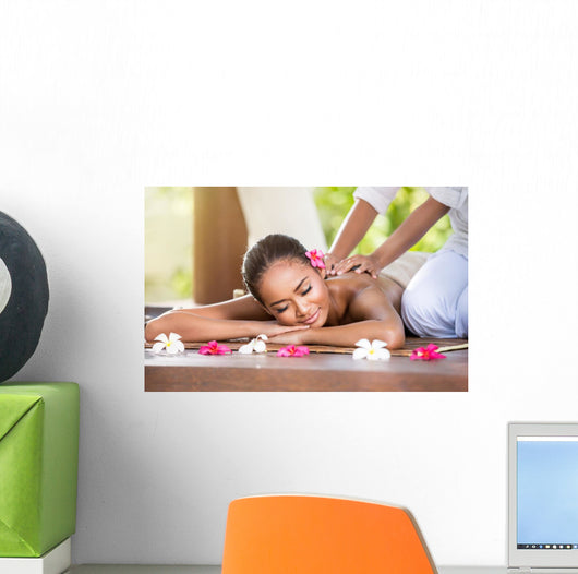 Smiling Woman Enjoying Massage Wall Decal