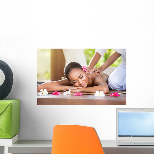 Smiling Woman Enjoying Massage Wall Decal