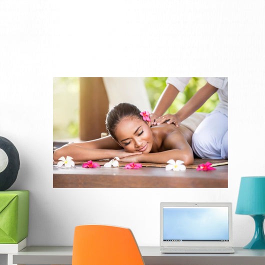 Smiling Woman Enjoying Massage Wall Decal