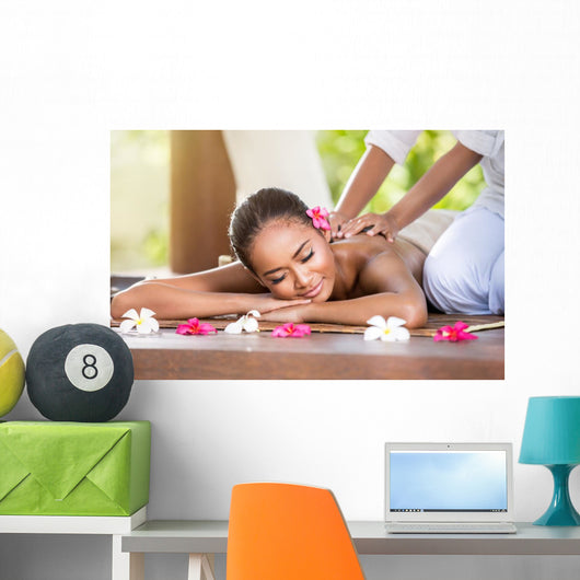 Smiling Woman Enjoying Massage Wall Decal