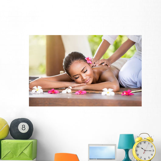 Smiling Woman Enjoying Massage Wall Decal
